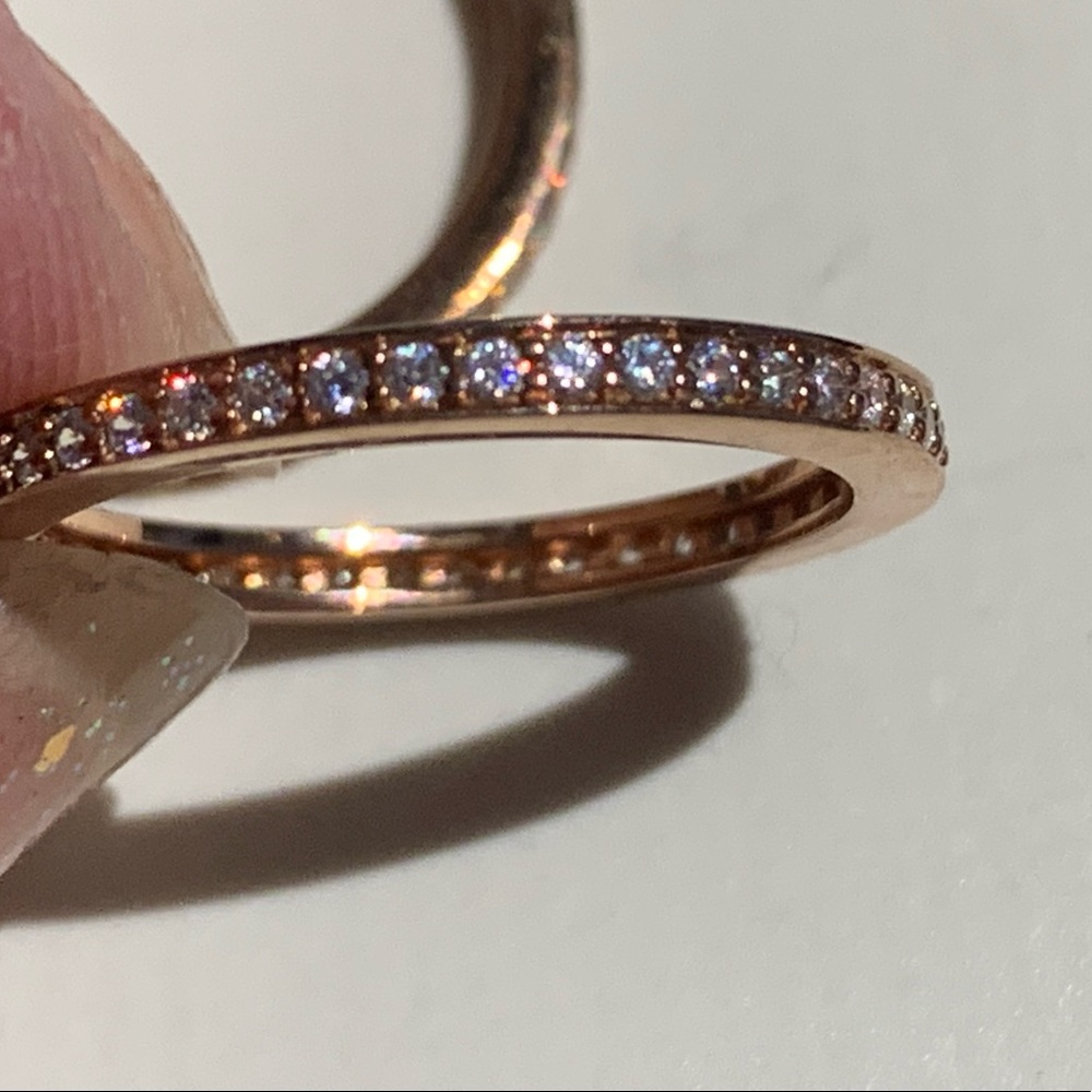 Beautiful 14k Rose Gold 925 Ring Sz 7 1/4